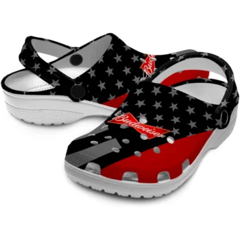 budweiser star motif black red clogs high quality hey clogs