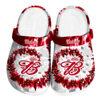 budweiser tye die motif red white clogs best selling hey clogs