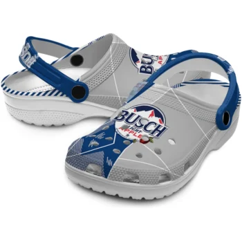 busch light apple motif blue gray clogs high quality hey clogs
