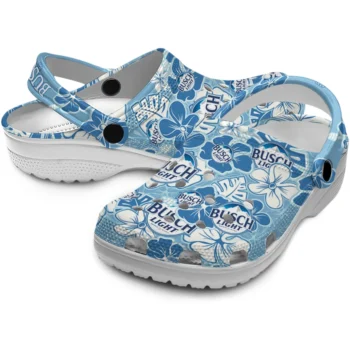 busch light logo hibiscus blue white clogs high quality hey clogs