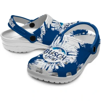 busch light logo splash blue white clogs high quality hey clogs