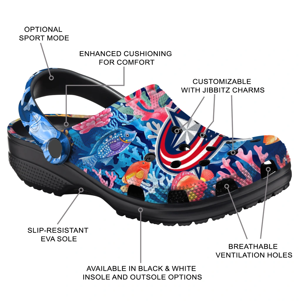 columbus blue jackets ocean wonders clogs new arrival columbus blue jackets ocean wonders clogs new arrival