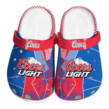 coors light beer bold typography blue red clogs best selling hey clogs