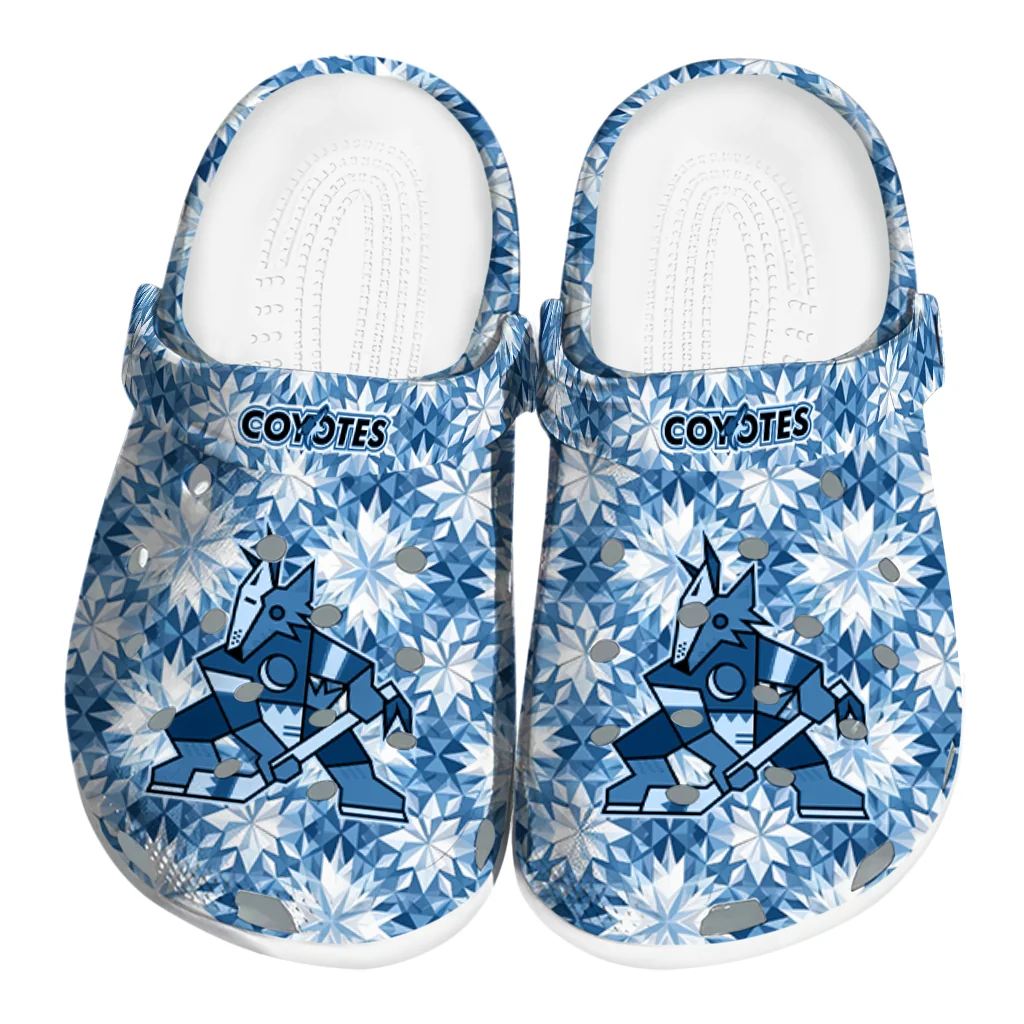 custom arizona coyotes snowflake mosaic clogs best selling custom arizona coyotes snowflake mosaic clogs best selling