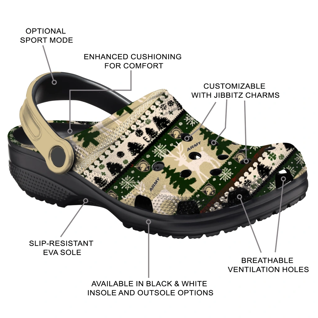 custom army black knights christmas motif clogs new arrival custom army black knights christmas motif clogs new arrival