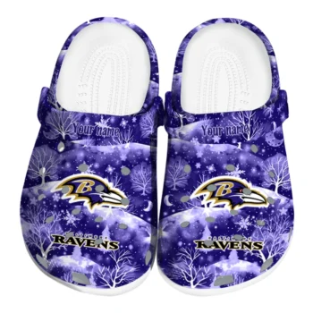 custom baltimore ravens snowy hills clogs best selling