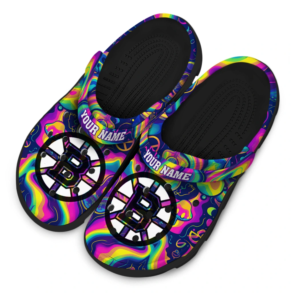 custom boston bruins swirling mushrooms clogs latest model custom boston bruins swirling mushrooms clogs latest model