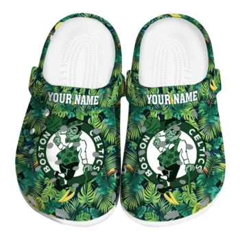 custom boston celtics tropical leaves clogs best selling