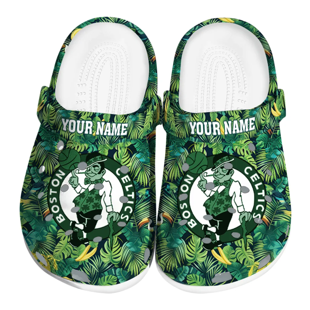 custom boston celtics tropical leaves clogs best selling custom boston celtics tropical leaves clogs best selling