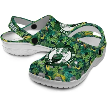 custom boston celtics tropical leaves clogs high quality