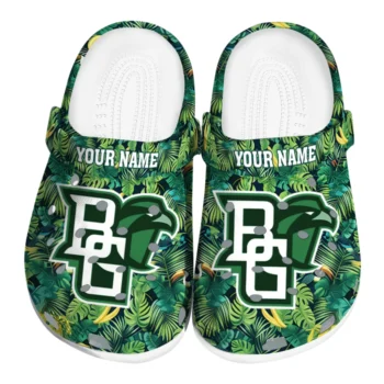 custom bowling green falcons tropical leaves clogs best selling