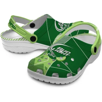 custom bud light abstract stripes green lightgreen clogs high quality hey clogs