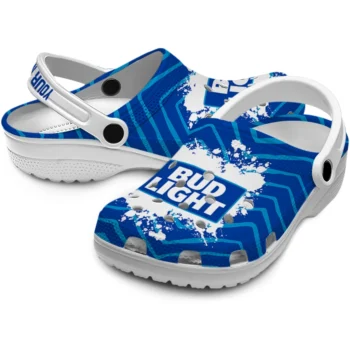 custom bud light brush strokes blue white clogs high quality hey clogs