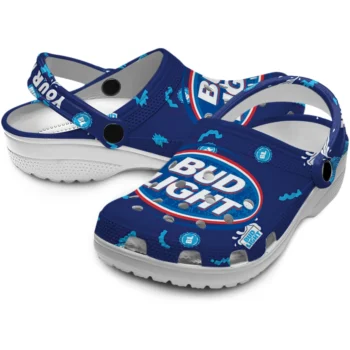 custom bud light classic blue white clogs high quality hey clogs
