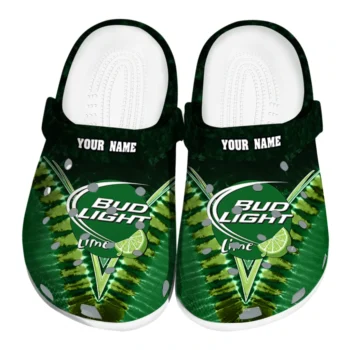 custom bud light lime crest green yellow clogs best selling hey clogs