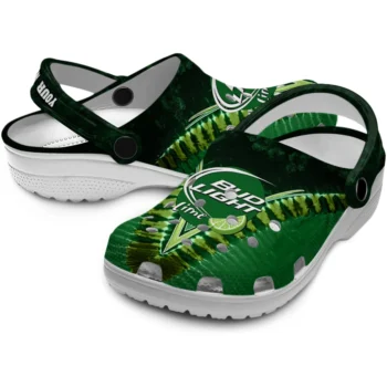custom bud light lime crest green yellow clogs high quality hey clogs