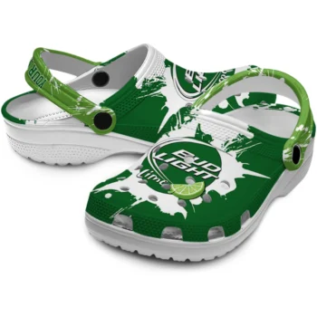custom bud light paint splash green white clogs high quality hey clogs