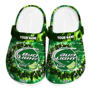 custom bud light spiral splash green white clogs best selling hey clogs