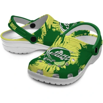 custom bud light splash motif green yellow clogs high quality hey clogs