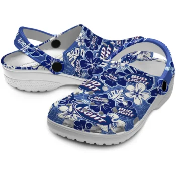 custom bud light tropical flower blue white clogs high quality hey clogs