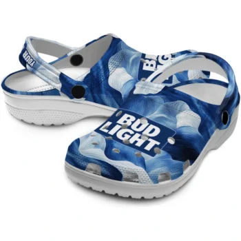 custom bud light wave pattern blue white clogs high quality hey clogs