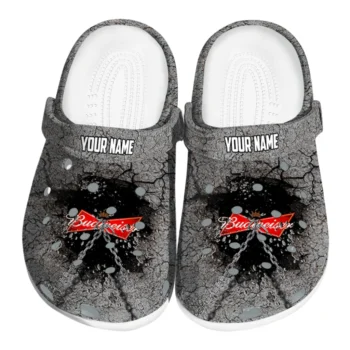 custom budweiser bowtie crackle gray red clogs best selling hey clogs