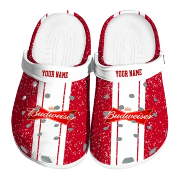 custom budweiser center bowtie red white clogs best selling hey clogs