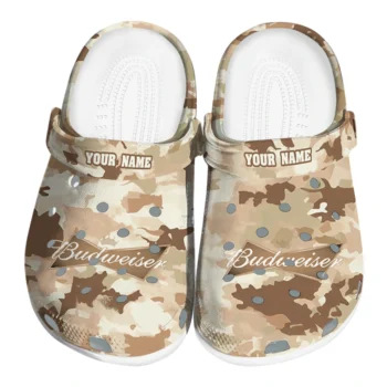 custom budweiser desert camouflage beige brown clogs best selling hey clogs