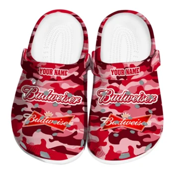 custom budweiser red camo red pink clogs best selling hey clogs