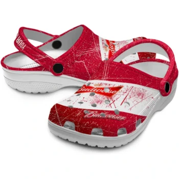 custom budweiser scratch red white clogs high quality hey clogs