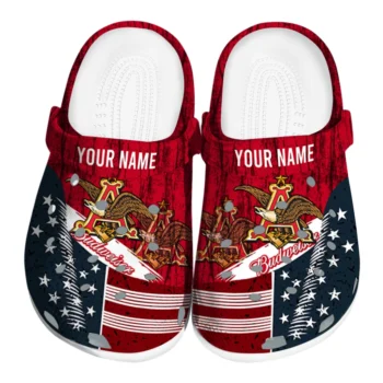 custom budweiser usa pride red navy clogs best selling hey clogs