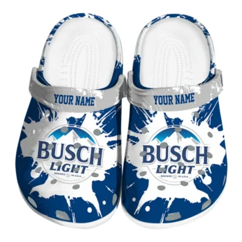 custom busch light brush burst blue white clogs best selling hey clogs
