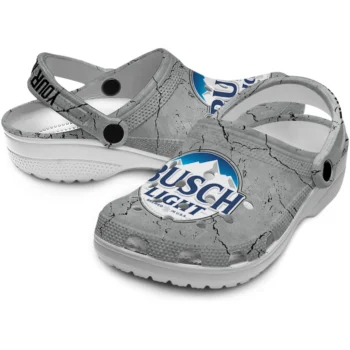custom busch light busch icon gray blue clogs high quality hey clogs