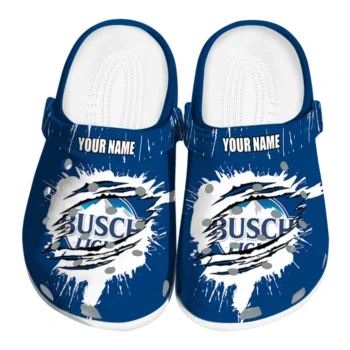 custom busch light claw scratch blue white clogs best selling hey clogs