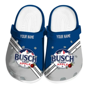 custom busch light logo emblem blue gray clogs best selling hey clogs