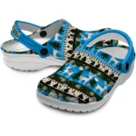 custom carolina panthers christmas motif clogs best selling