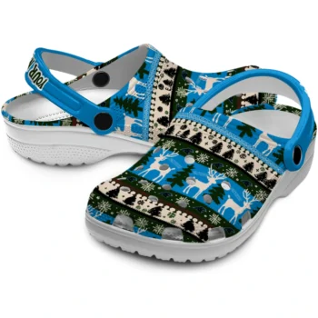 custom carolina panthers christmas motif clogs high quality