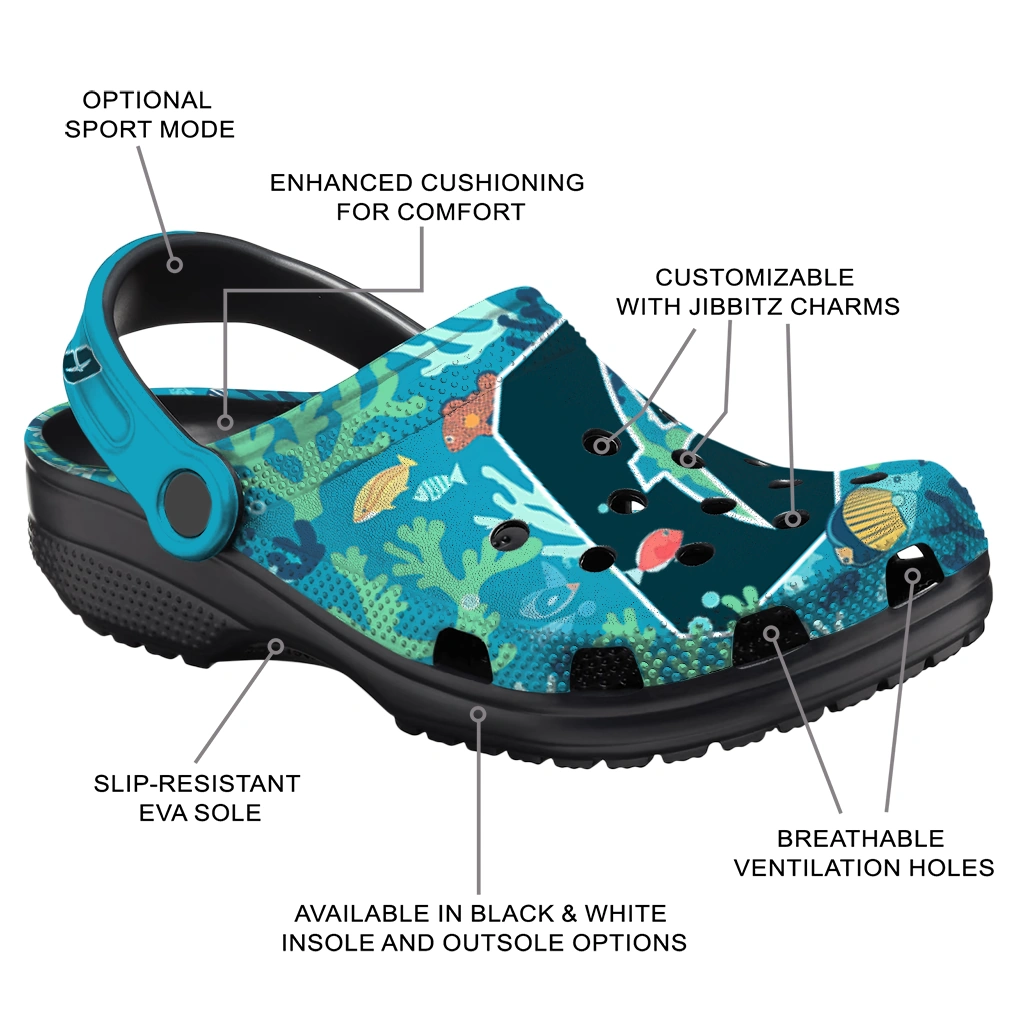 custom charlotte 49ers tropical fish ocean clogs new arrival custom charlotte 49ers tropical fish ocean clogs new arrival