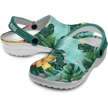 custom cheetos hibiscus script green red clogs high quality hey clogs