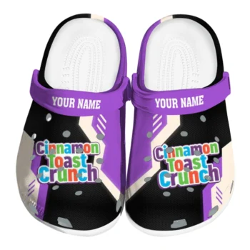 custom cinamon toast crunch bright letters purple black clogs best selling hey clogs