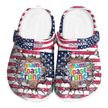 custom cinamon toast crunch flag smash red blue clogs best selling hey clogs
