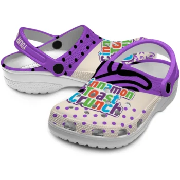 custom cinamon toast crunch hand outline purple beige clogs high quality hey clogs