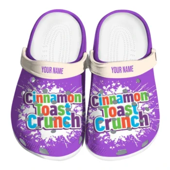 custom cinamon toast crunch splatter text purple clogs best selling hey clogs