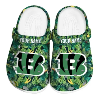 custom cincinnati bengals tropical leaves clogs best selling