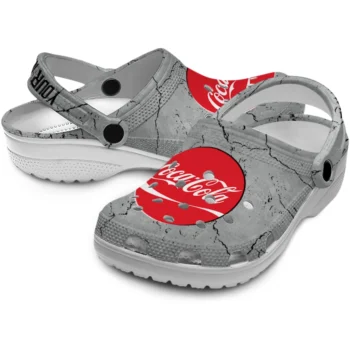 custom coca cola cracked concrete effect gray red clogs high quality hey clogs