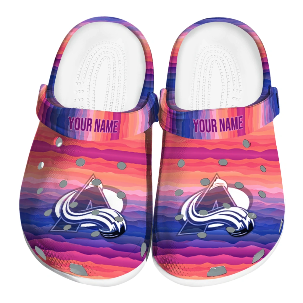 custom colorado avalanche wavy stripes clogs best selling custom colorado avalanche wavy stripes clogs best selling
