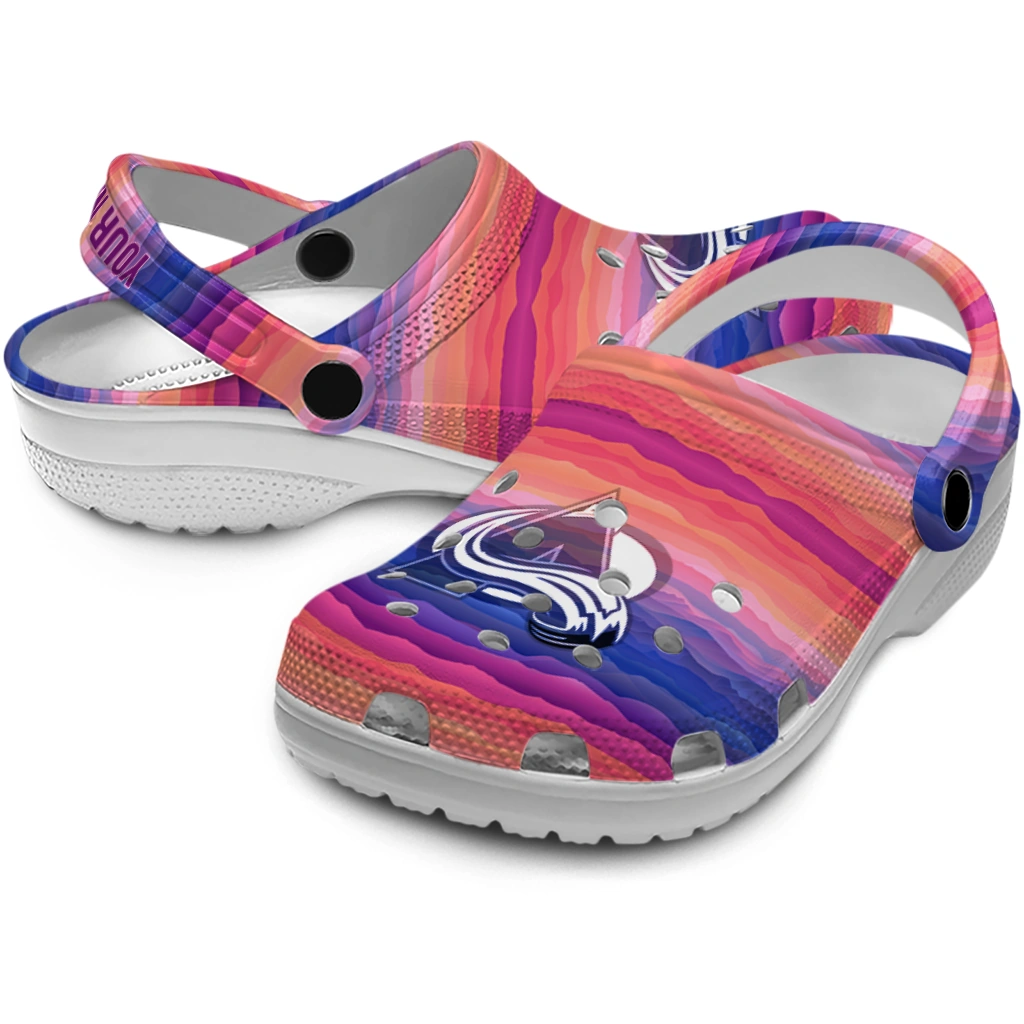 custom colorado avalanche wavy stripes clogs high quality custom colorado avalanche wavy stripes clogs high quality