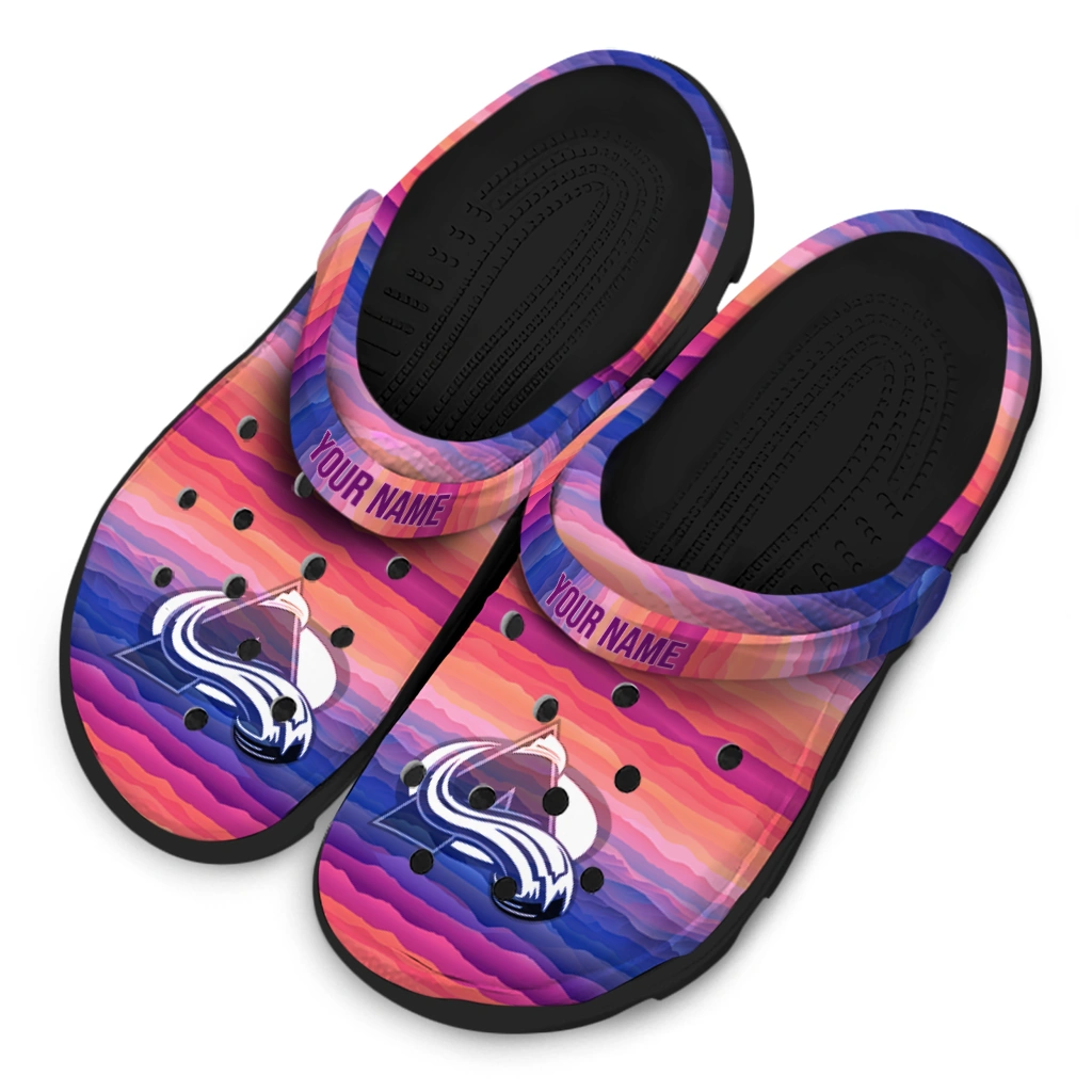 custom colorado avalanche wavy stripes clogs latest model custom colorado avalanche wavy stripes clogs latest model