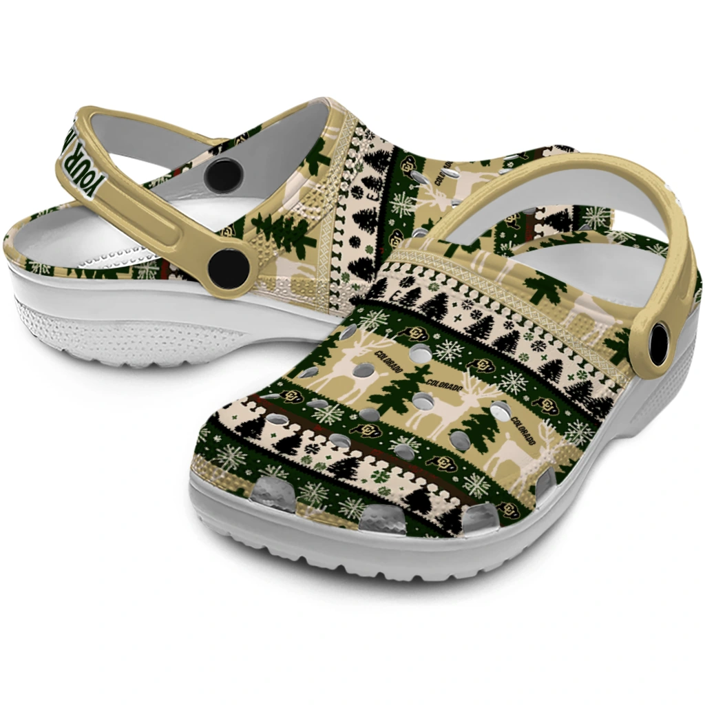 custom colorado buffaloes christmas motif clogs high quality custom colorado buffaloes christmas motif clogs high quality