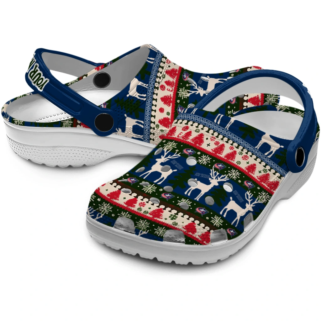 custom columbus blue jackets christmas motif clogs high quality custom columbus blue jackets christmas motif clogs high quality